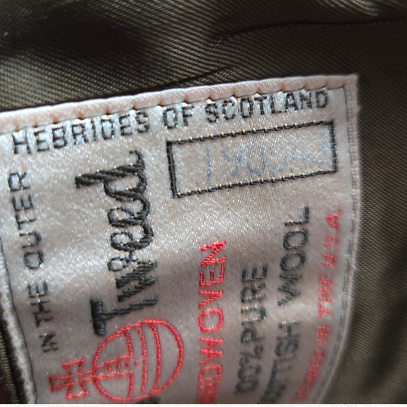 1950s Vintage Green Harris Tweed Blazer Jacket USA Made Scottish Wool Size 46R - Picture 12 of 14